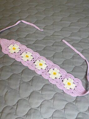 Knit Lilac Flower Headband